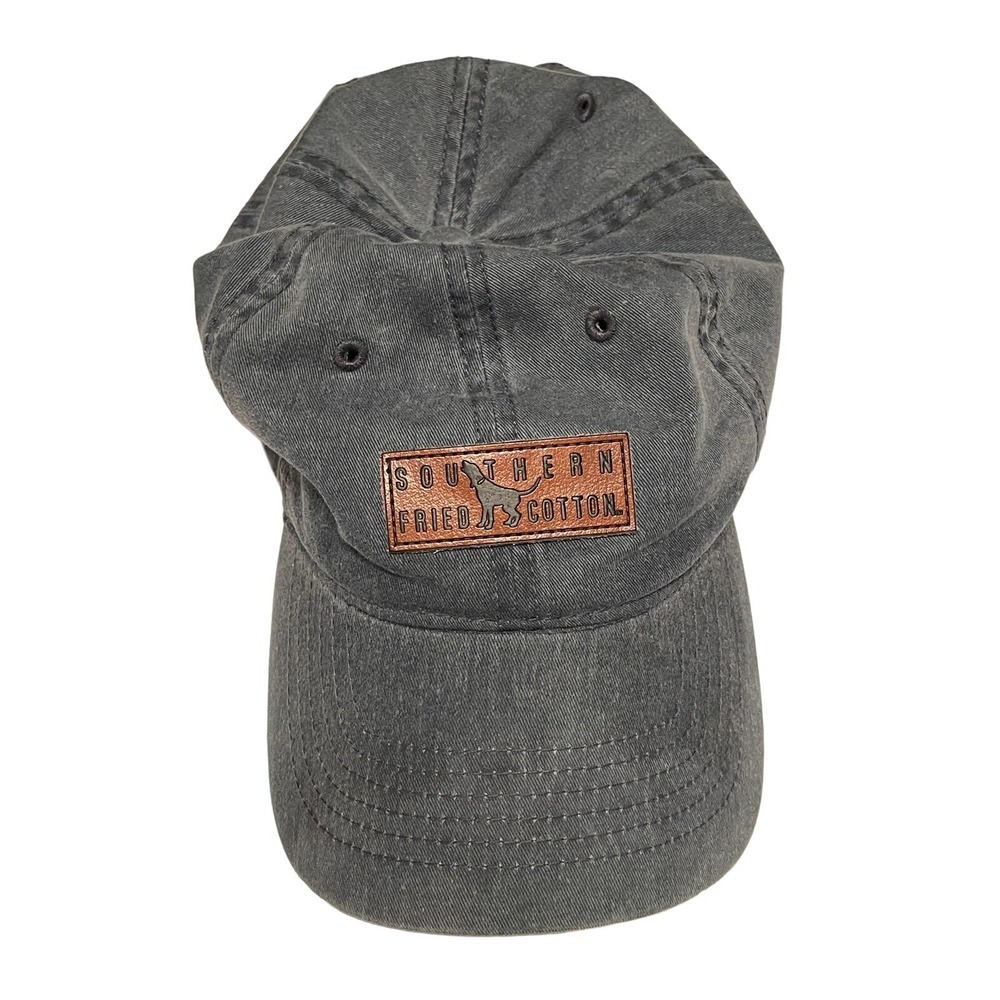 Southern Fried Cotton Strapback Cap‎ Hat Blue Leather Label Dog Adjustable